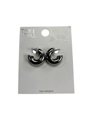 Time And Tru Hypoallergenic Silver-Tone Hoop Earrings